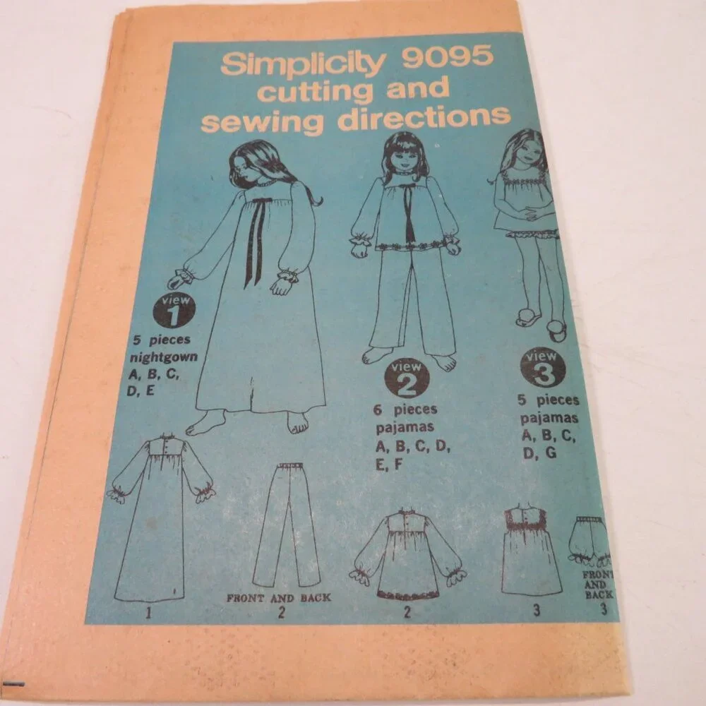 simplicity 9095 sewing pattern nightgown, shirt, pants, shorts